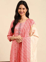 Women's Pink Printed Kurta SetKC-7901-Coral