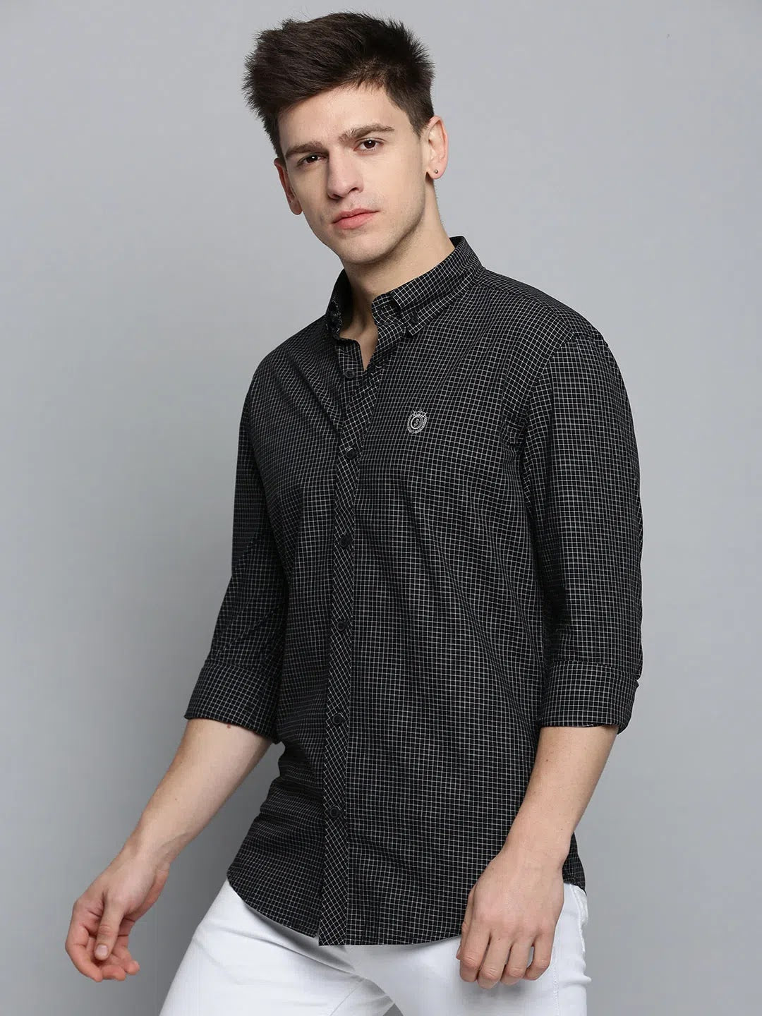 Black Checked Mens Shirt - DesiQlo Cotton Casual Shirt