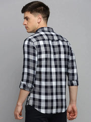 Men Navy Checked Casual Shirt-DALTONCHECKS-4101-Navyblue