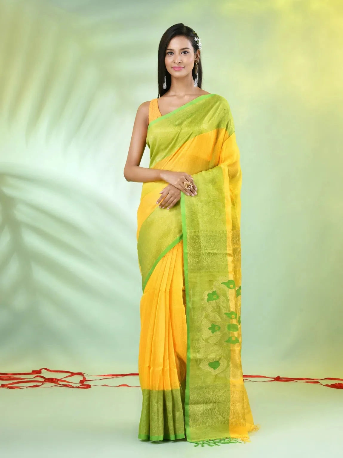 Off White Cotton Saree With Zari Borders-MA64BCT401190041