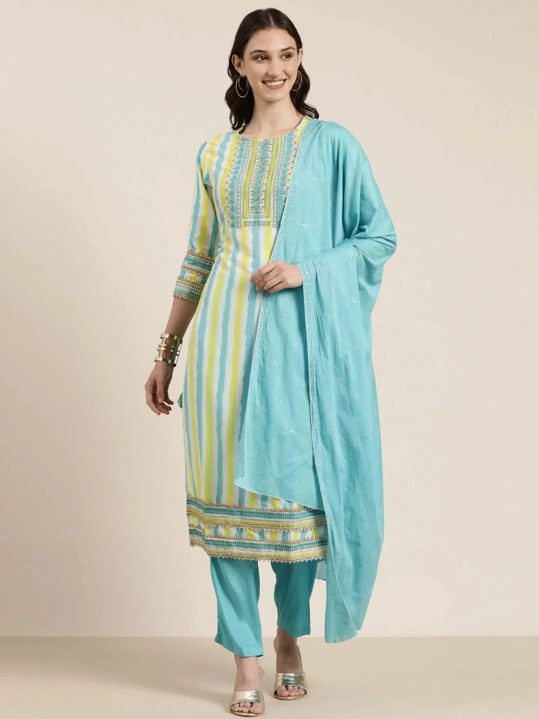 Multi Striped Kurta Set for Women | Cotton Indian Kurta