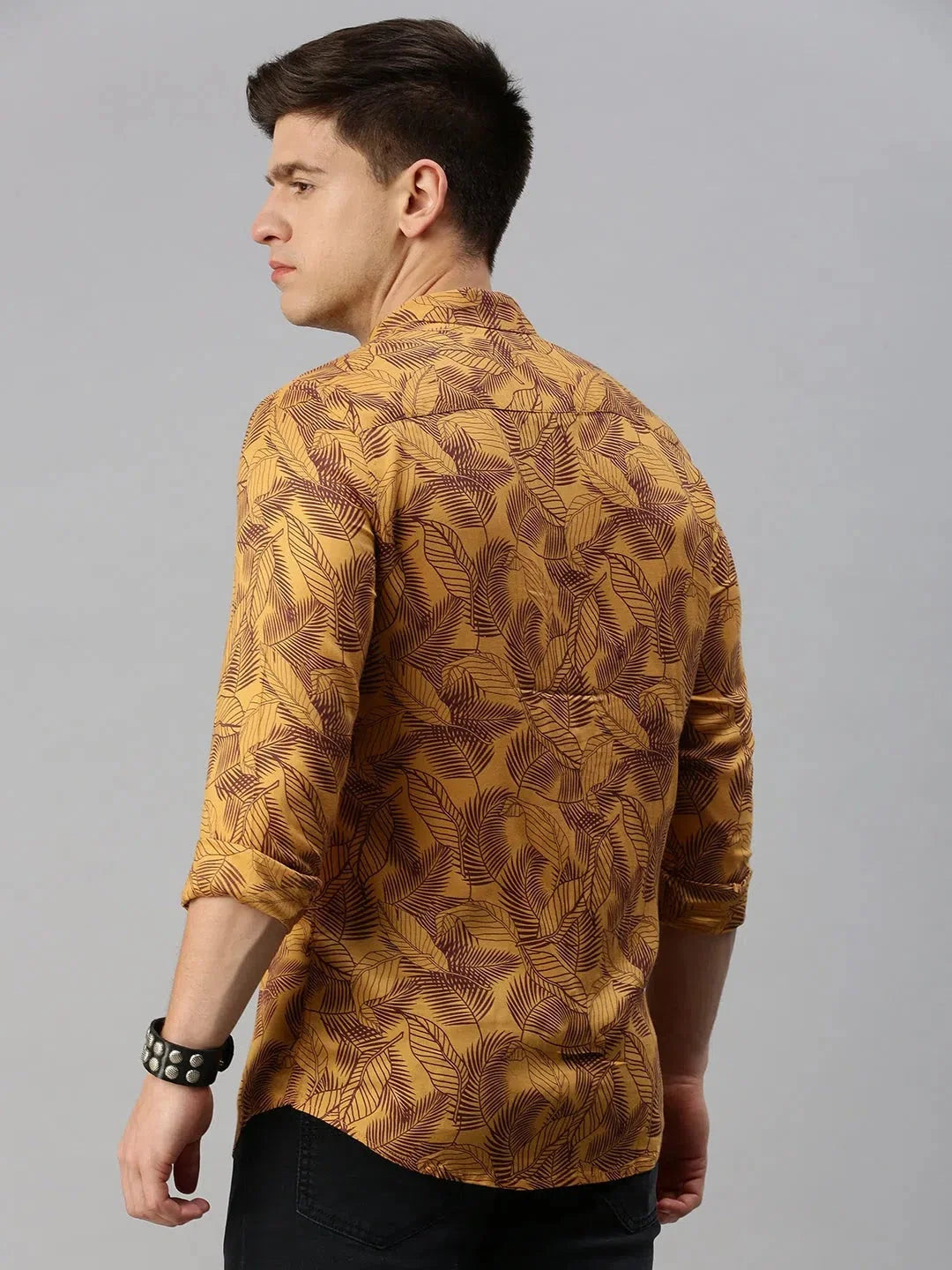 Yellow Printed Mens Shirt - Viscose Casual Shirt | DesiQlo