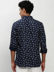 Men Navy Printed Casual Casual Shirts-YAYIN-1575-Navyblue