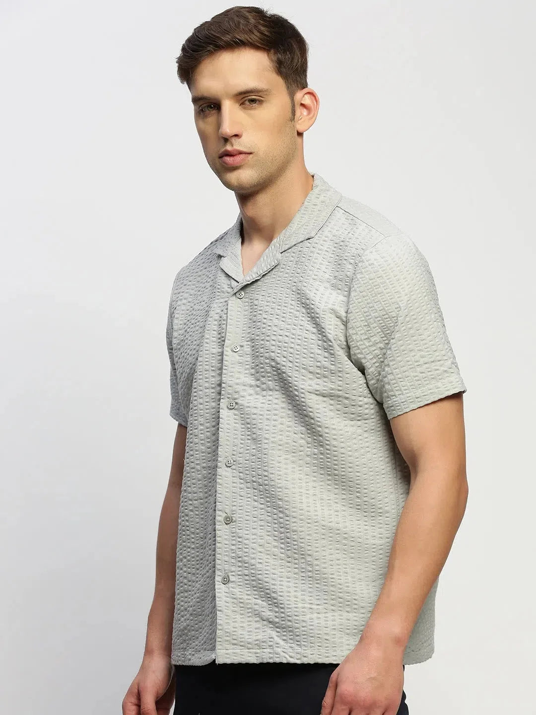 Men's Grey Solid Cotton Shirt - Casual & Formal Shirts DesiQlo