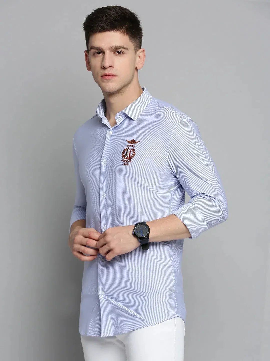 Blue Solid Mens Shirt - Casual Style | DesiQlo Online