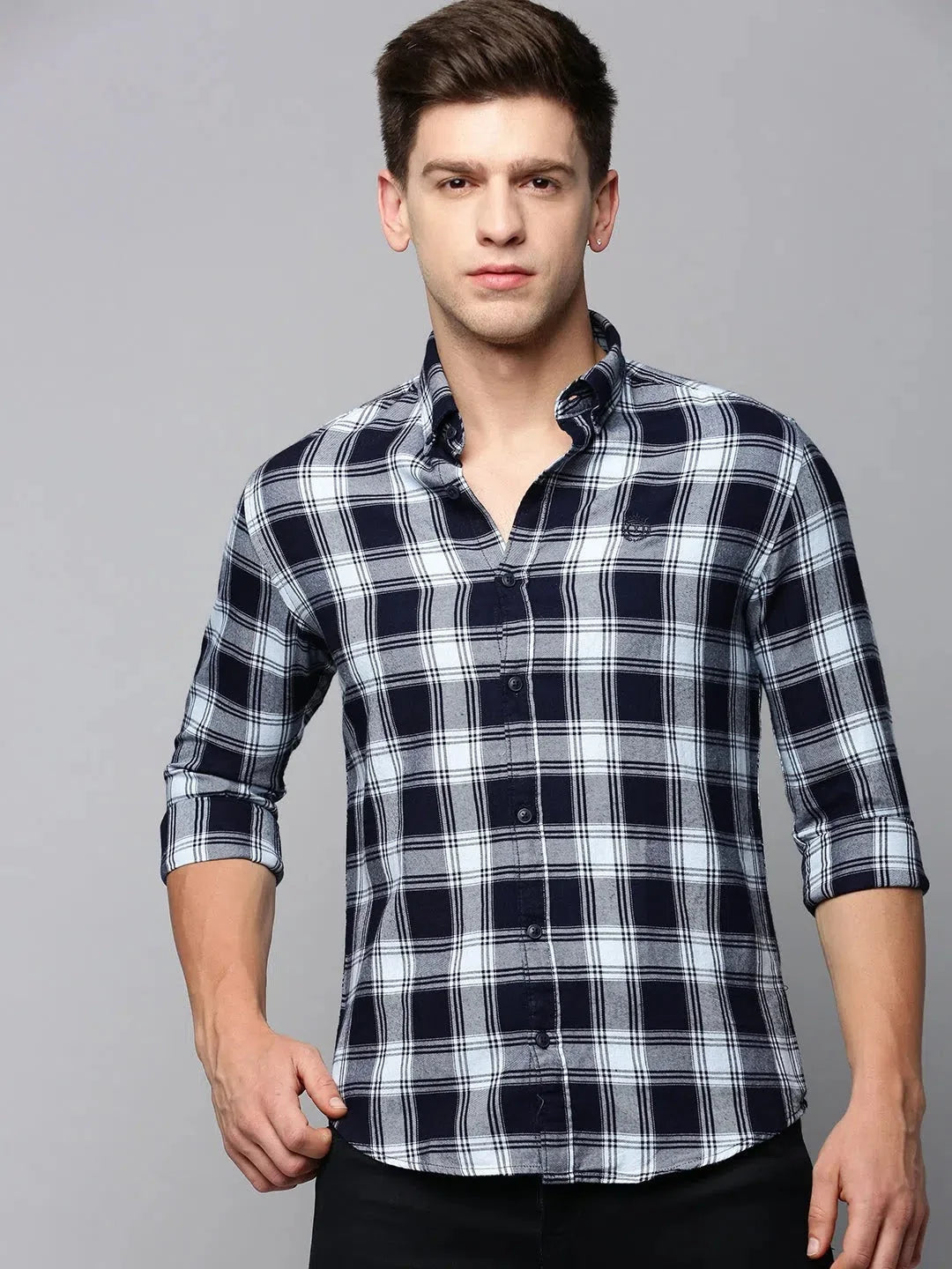Blue Checked Mens Shirt | Casual Cotton Shirt