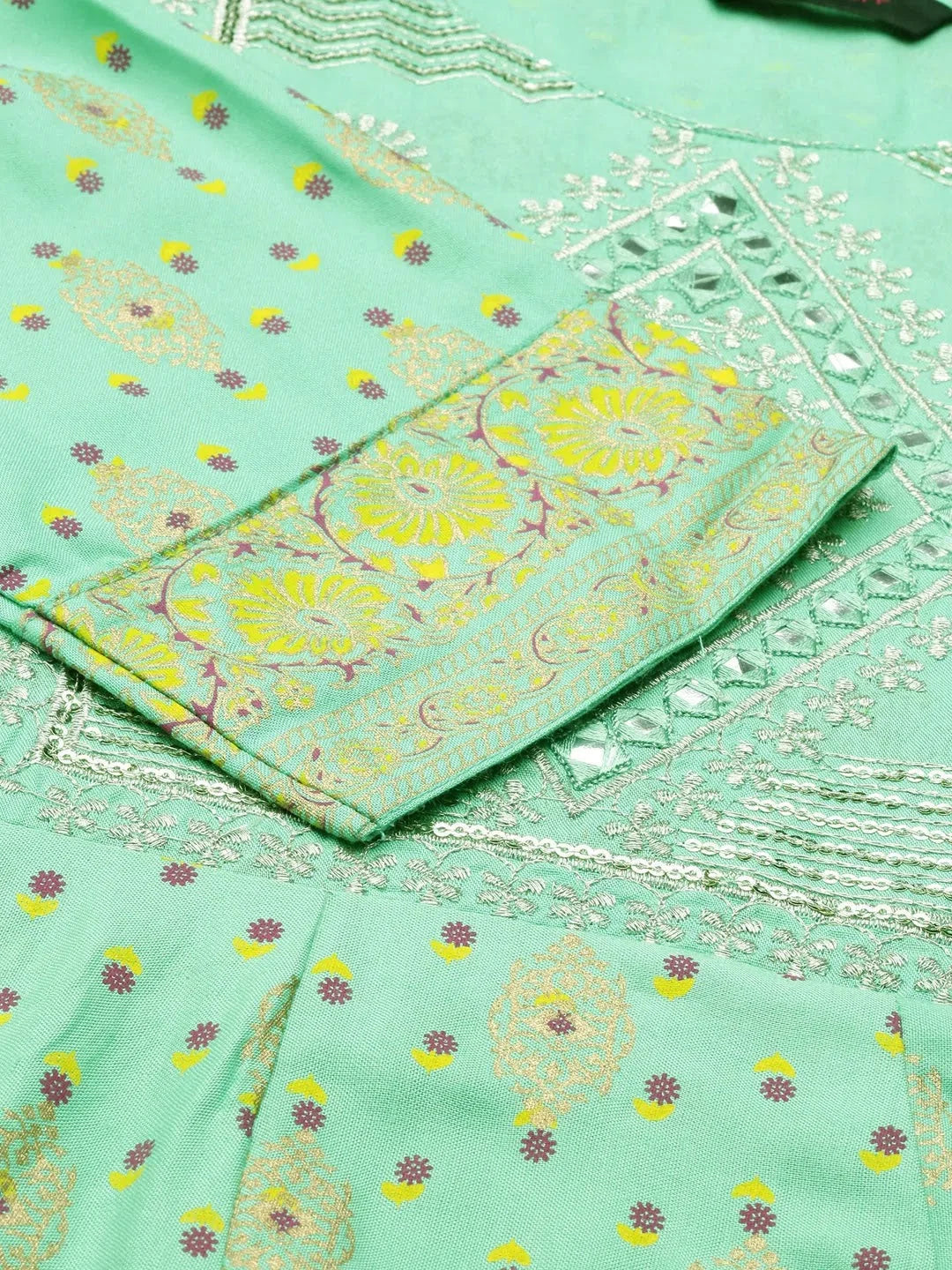 Green Printed Anarkali Kurta - Women's Anarkali Kurtis Online