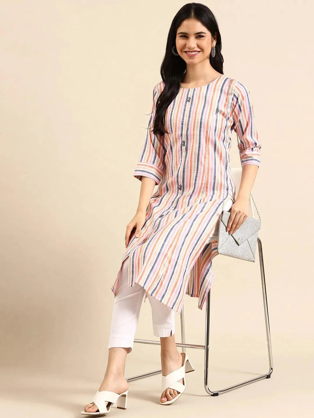 Striped Cotton Indian Kurta for Women | Stylish DesiQlo Kurti