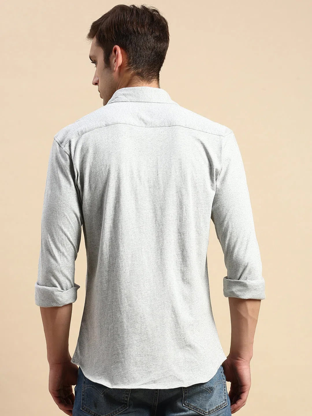 Men's Grey Solid Cotton Shirt | Casual Mens Shirt