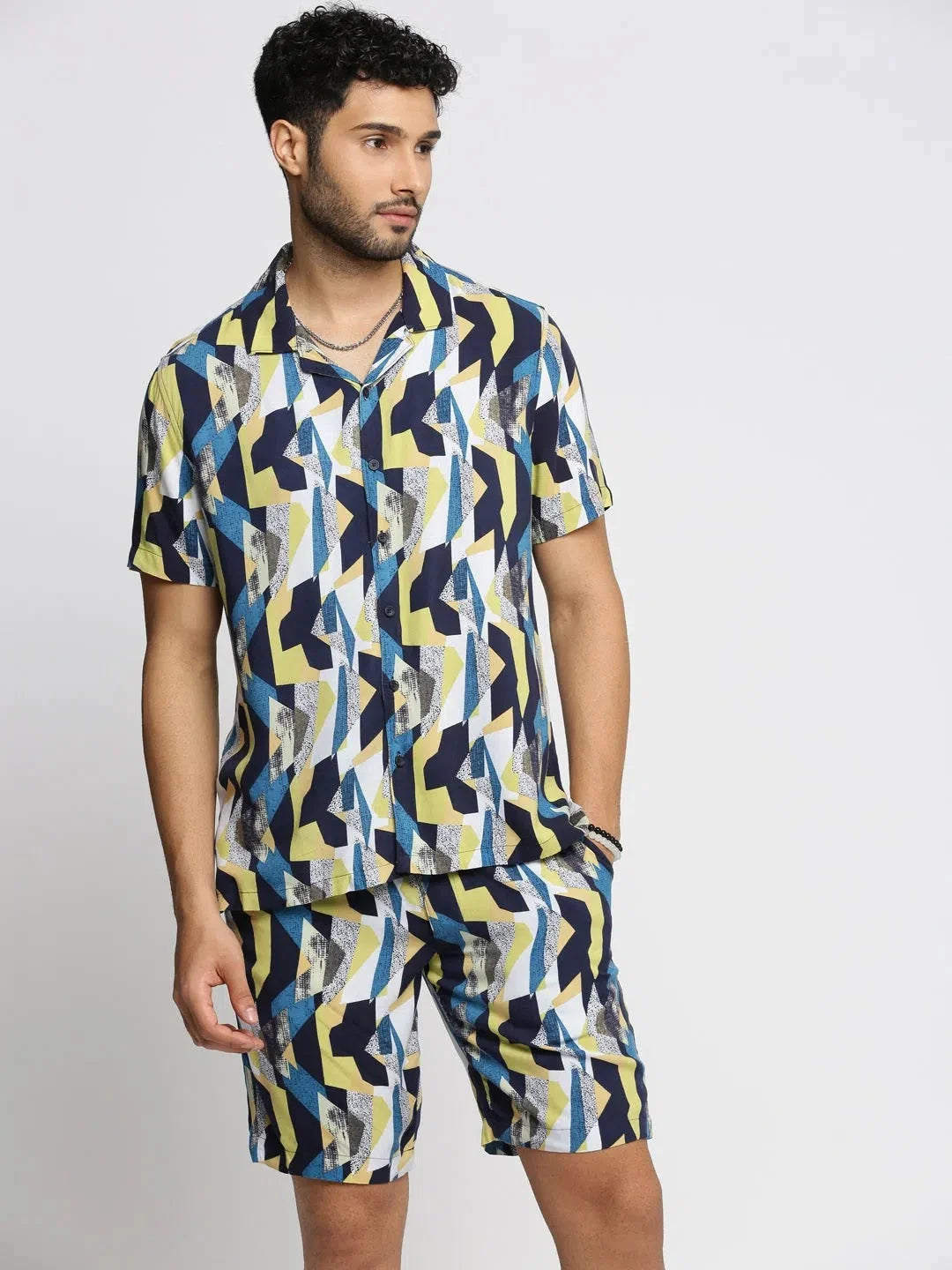 Multi Printed Co Ord Set for Men | Cuban Collar Cotton Sets