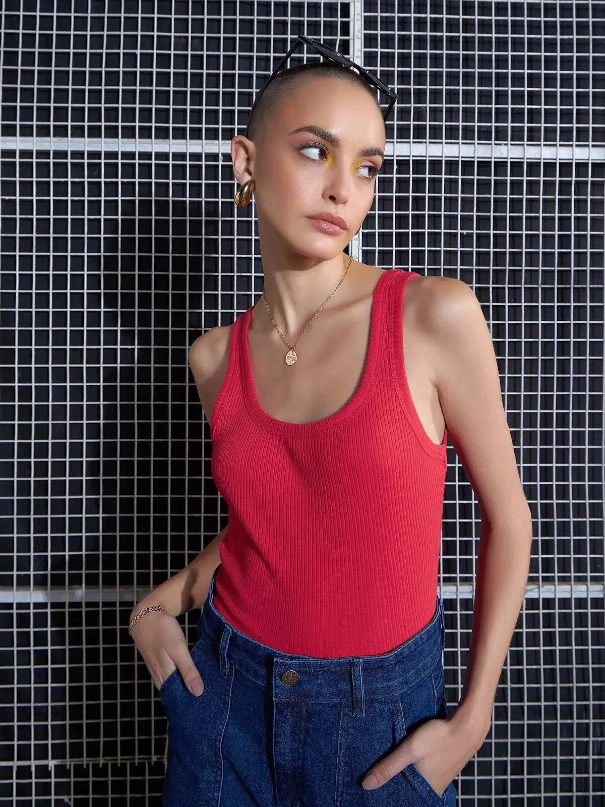 Red Rib Sleeveless Camisole | Women's Western Wear Online
