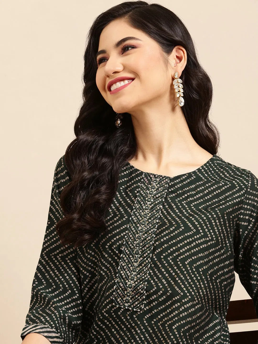 Green Printed Kurta Set for Women | Designer Indian Kurta Sets
