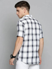 Men White Checked Casual Shirt-NICKCHECKSTWILL-1903-White