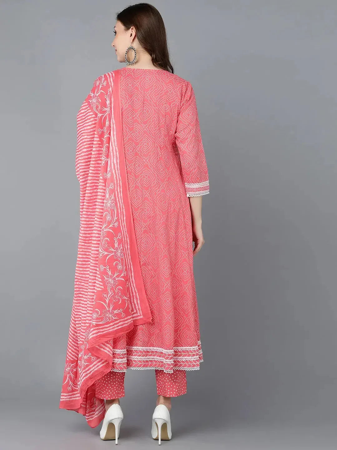 Peach Embroidered Anarkali Kurta Set with Dupatta | Rayon