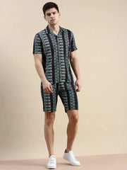 Men Black Printed Casual Co ord Set-BLACKBERRY-1689-Black