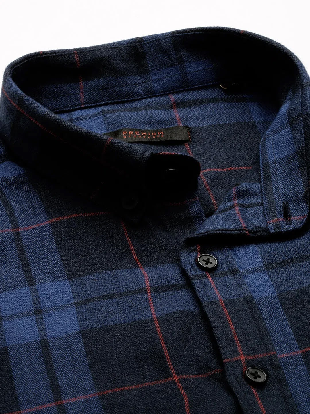Men's Navy Checkered Cotton Shirt | Casual Mens Shirt