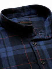 Men Navy Checked Casual Shirt-AARONCHECKS-4340-Navyblue