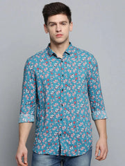 Men Blue Printed Casual Shirt-ZEETAPRINT-1845-Blue