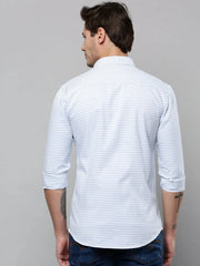 Men White Striped Casual Shirt-COMPACTSTRIPE-4786-White