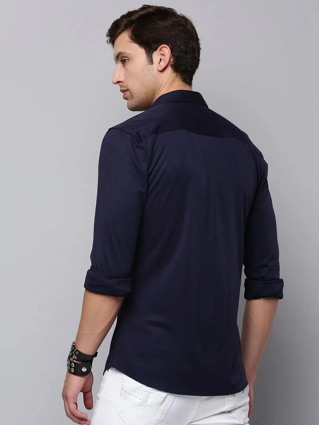 Navy Solid Mens Shirt - Casual Cotton Formal Shirts | DesiQlo