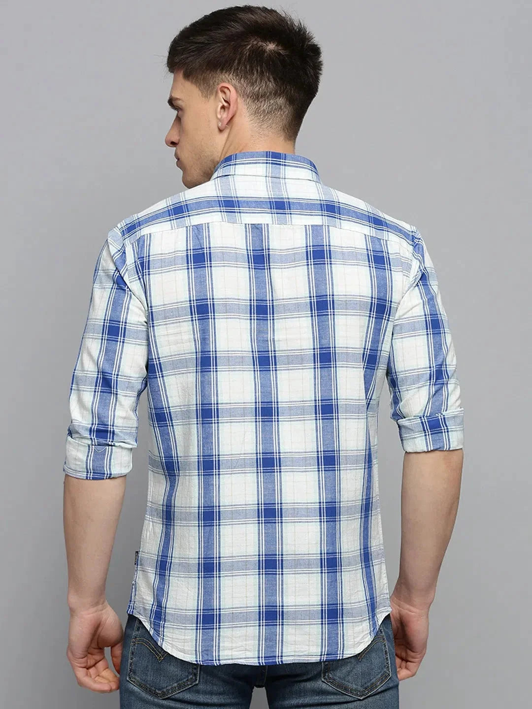 Off-White Checked Mens Shirt | Cotton Casual Shirts