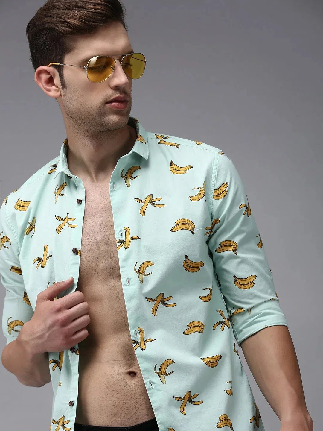 Men's Green Printed Shirt | Cotton Casual Mens Shirt