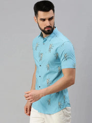 Men Blue Printed Casual Shirt-HARSHAPRINT-1218-Blue