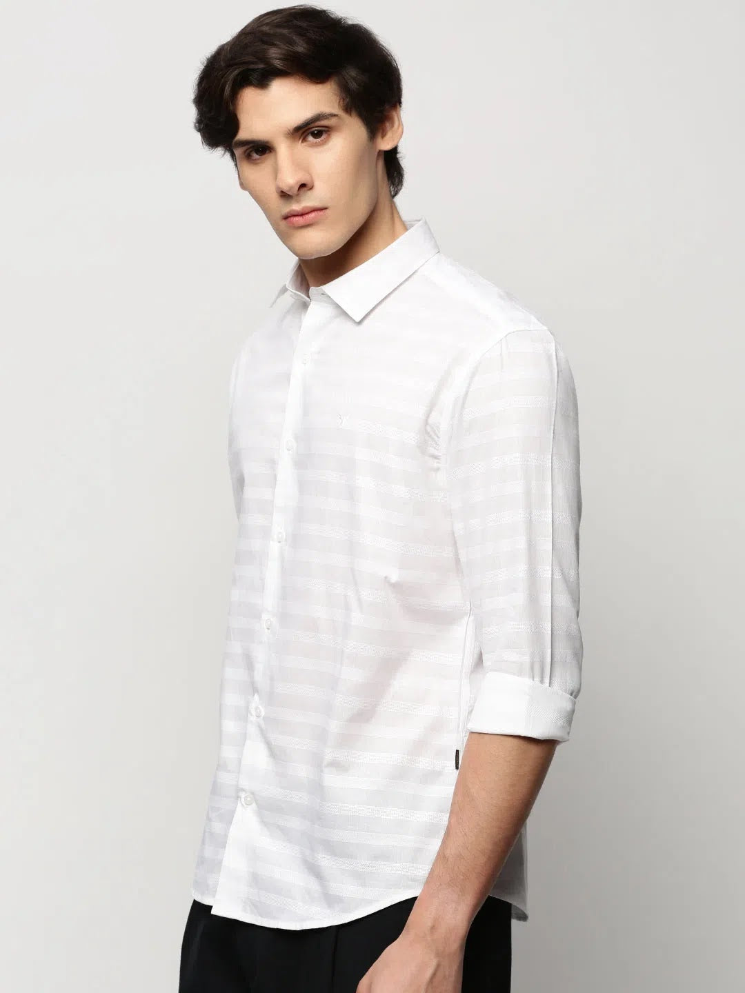 White Striped Mens Shirt | Casual Cotton Shirts