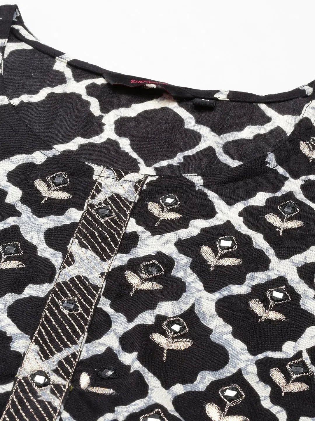 Black Tie Dye Cotton Kurta - Women's Indian Kurta Ladies