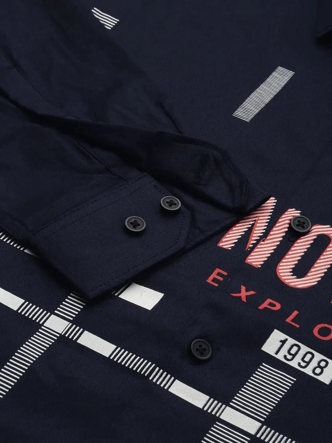 Navy Printed Mens Shirt | Casual Cotton Shirt - DesiQlo