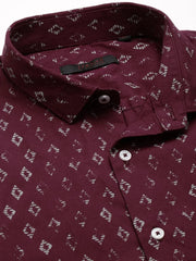 Men Red Printed Casual Shirt-EVMOSPRINTS-2058-Maroon