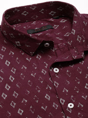Men Red Printed Casual Shirt-EVMOSPRINTS-2058-Maroon