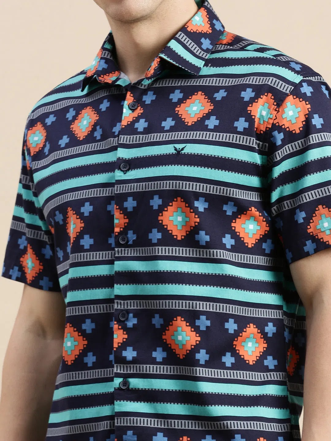 Multi Geometric Mens Shirt | DesiQlo Cotton Printed Shirt