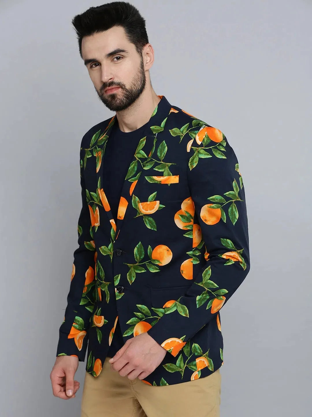 Blue Printed Blazer | Men's Nehru Jacket with Kurta - DesiQlo
