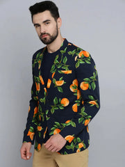 Men Blue Printed Blazer-SOBLZ-286-Navyblue