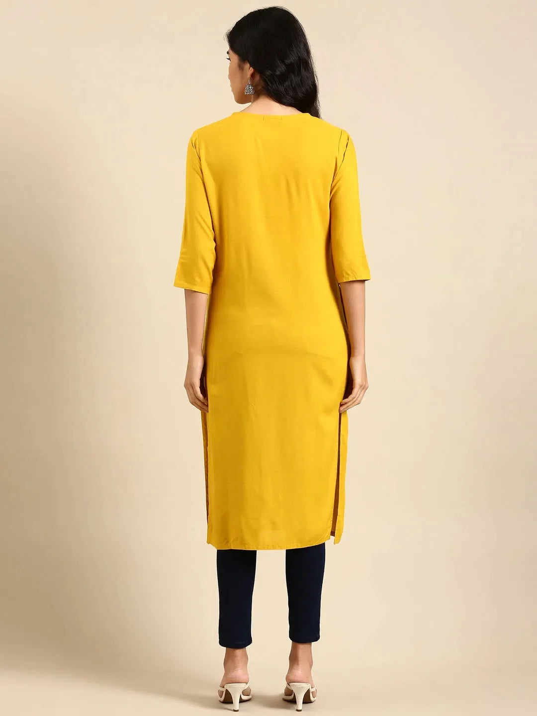 Yellow Printed Kurtas for Women | Stylish Short Kurti - DesiQlo