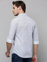 Men White Printed Casual Shirt-ZEPHYRPRINTS-2027-White