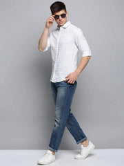 Men White Checked Casual Shirt-PEISKOSSTRIPES-3427-White