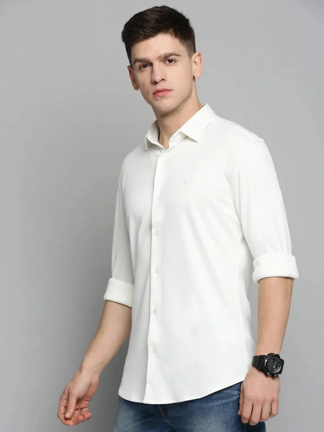 Men's White Shirt - Solid Cotton Casual Shirt | DesiQlo