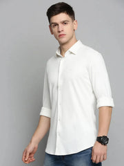 Men White Solid Casual Shirt-CARLOKNITS-3213-White