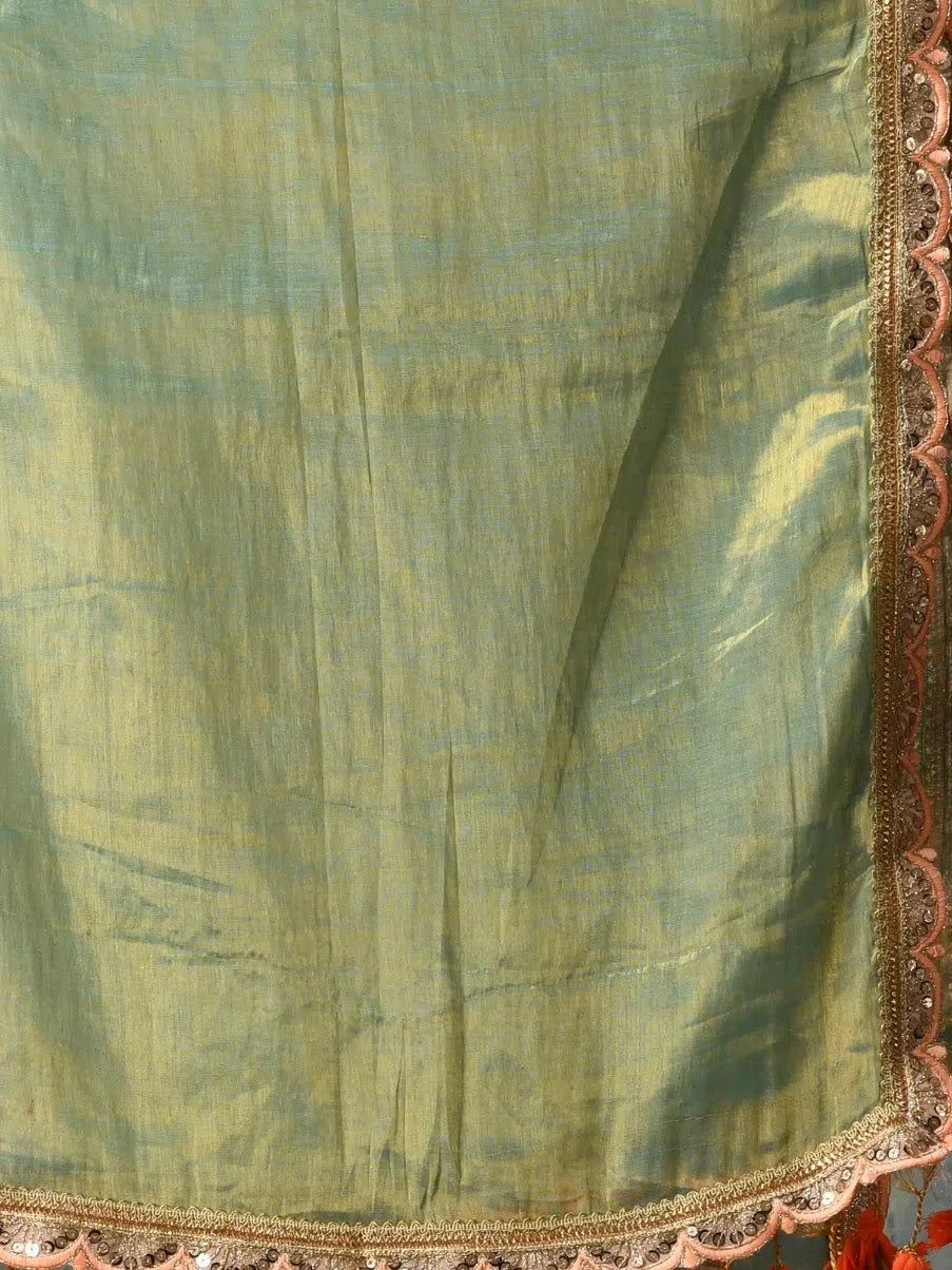 Pistachio Green Cotton Saree with Gota Patti | Indian Sarees