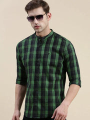 Men Black Checked Casual Shirt-LAVINIA-0990-Black