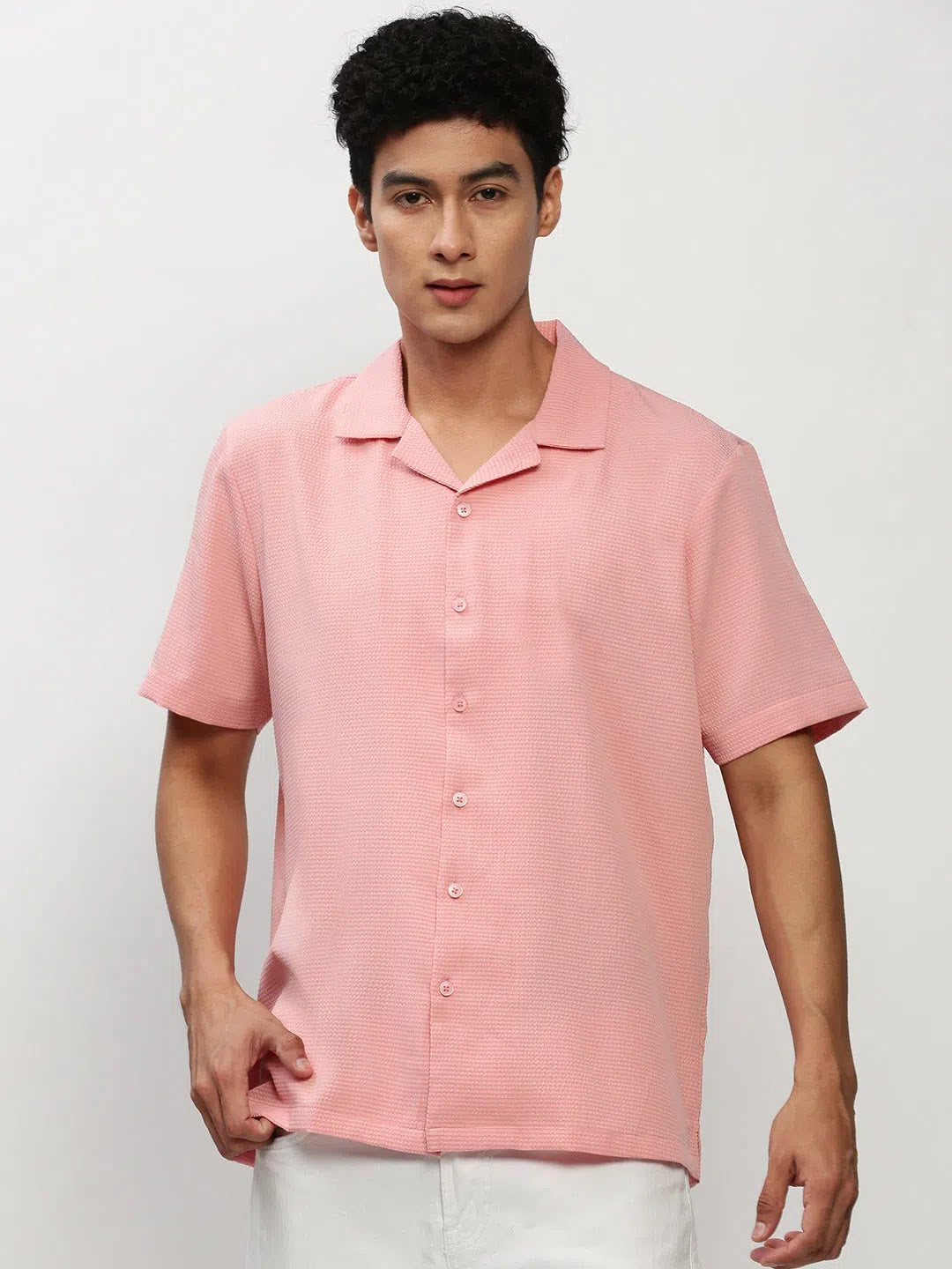 Peach Solid Mens Shirt | Casual Cotton Shirt - DesiQlo