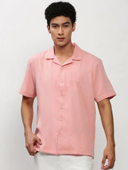 Men Peach Solid Casual Casual Shirts-AGASTHYA-1589-Peach