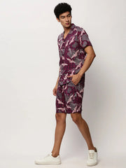 Men Fuchsia Printed Casual Co ords-MARSHALL-1841-Fuchsia
