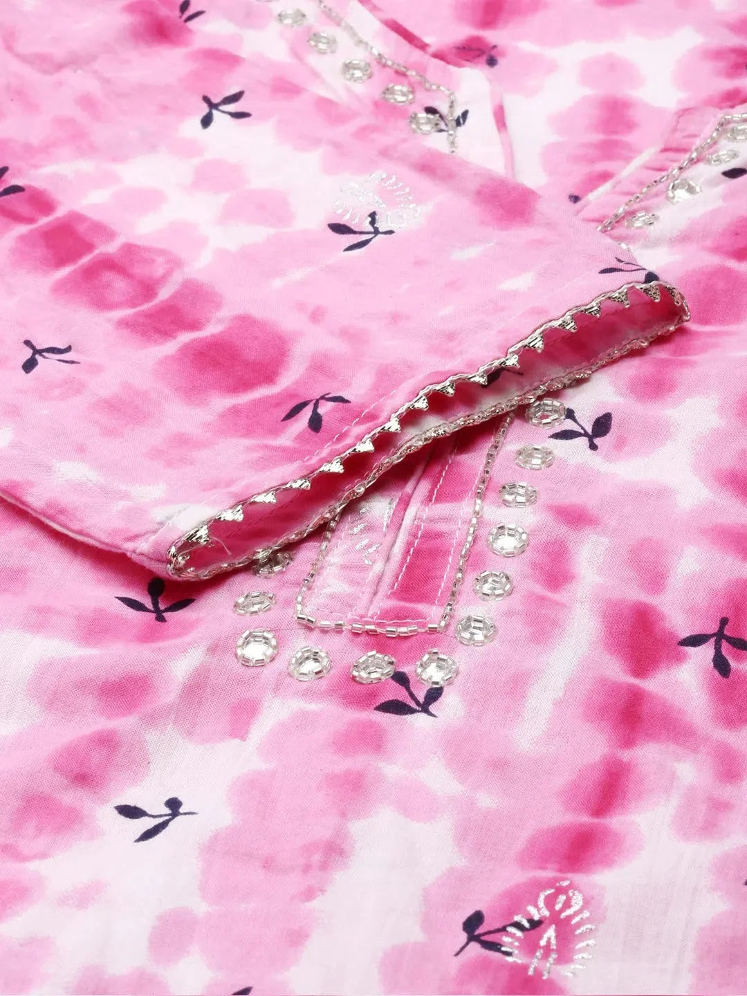 Pink Tie Dye Cotton Kurta Set for Women | Showoff Fashion