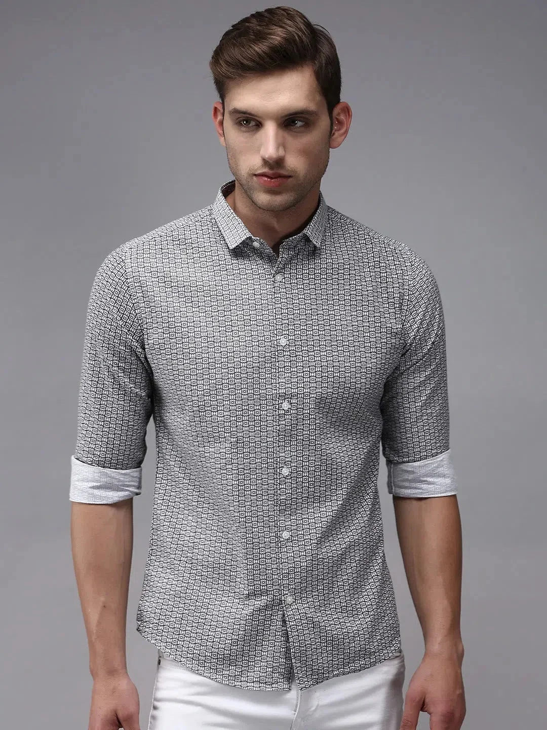 Vibrant White Printed Mens Shirt | Cotton Casual Shirt - DesiQlo