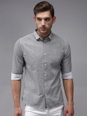 Men White Printed Casual Shirt-HITECKPRINT-1387-White