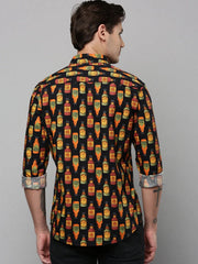 Men Black Printed Casual Shirt-ELICAPRINT-4823-Black