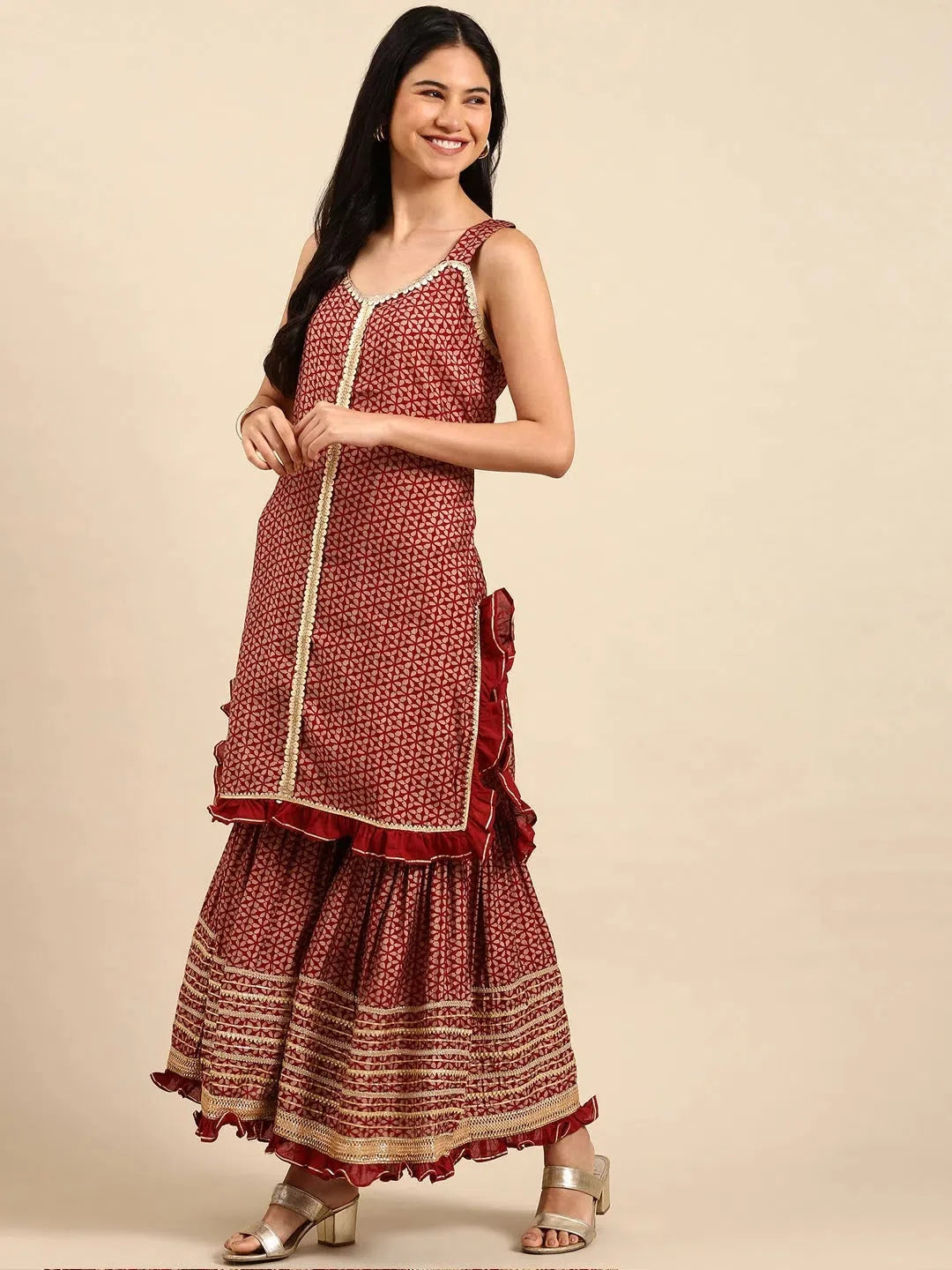 Maroon Printed Kurta Sets for Women | Designer Kurta Sets